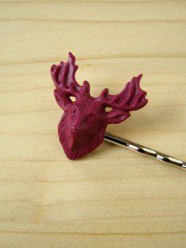 Deer Single Hairpin - Cranberry - $5.00 : --- Art School Dropout.net --- from artschooldropout.net