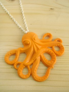 Octopus Necklace - Orange - $15.00 : --- Art School Dropout.net ---